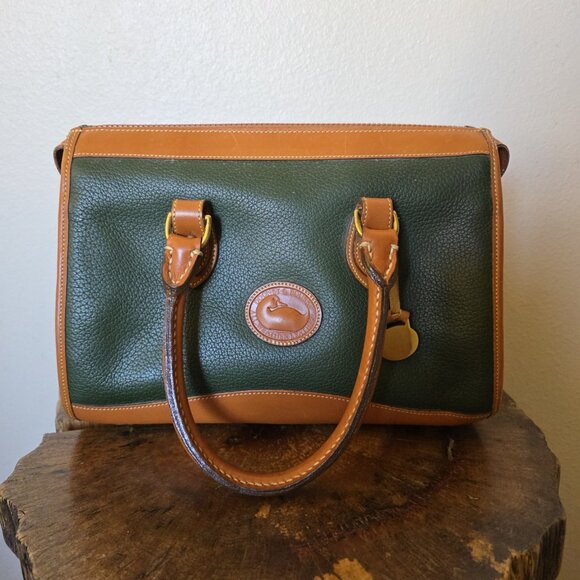 AWL Satchel Green Tan Leather Zip Top - Picture 8 of 16